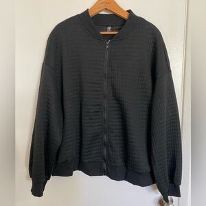 Shein Waffle Lightweight Zipped Black Bomber Jacket! Size 2XL!